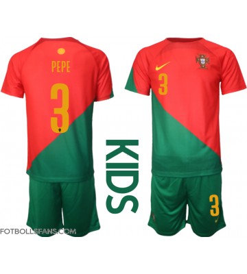 Portugal Pepe #3 Replika Hemmatröja Barn VM 2022 Kortärmad (+ Korta byxor)